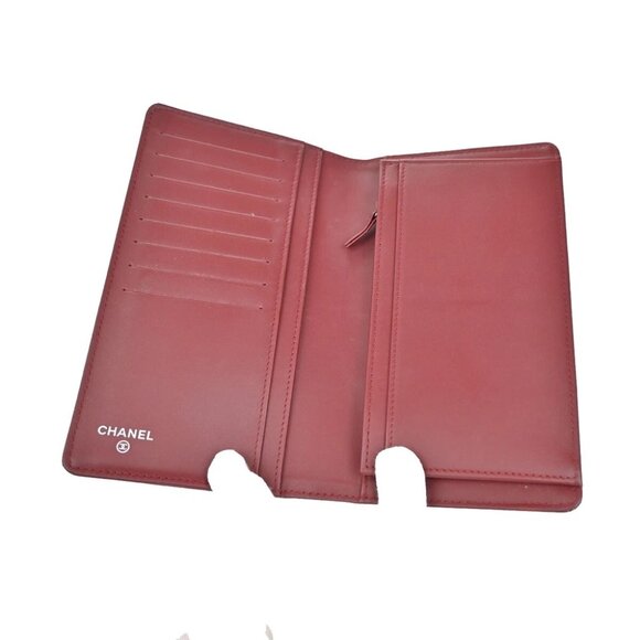 CHANEL CC Logo Bifold Long Wallet Grained Patent Leather Red Spain 31RF338 - Picture 4 of 15